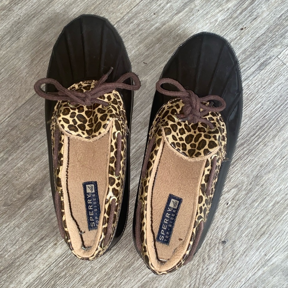 Sperry Top-Sider Womens Rainboots Brown & print Lace Up 9